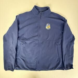 Marmot x Bronco Full Zip Fleece Jacket Blue Mock Neck Patch Men’s XL